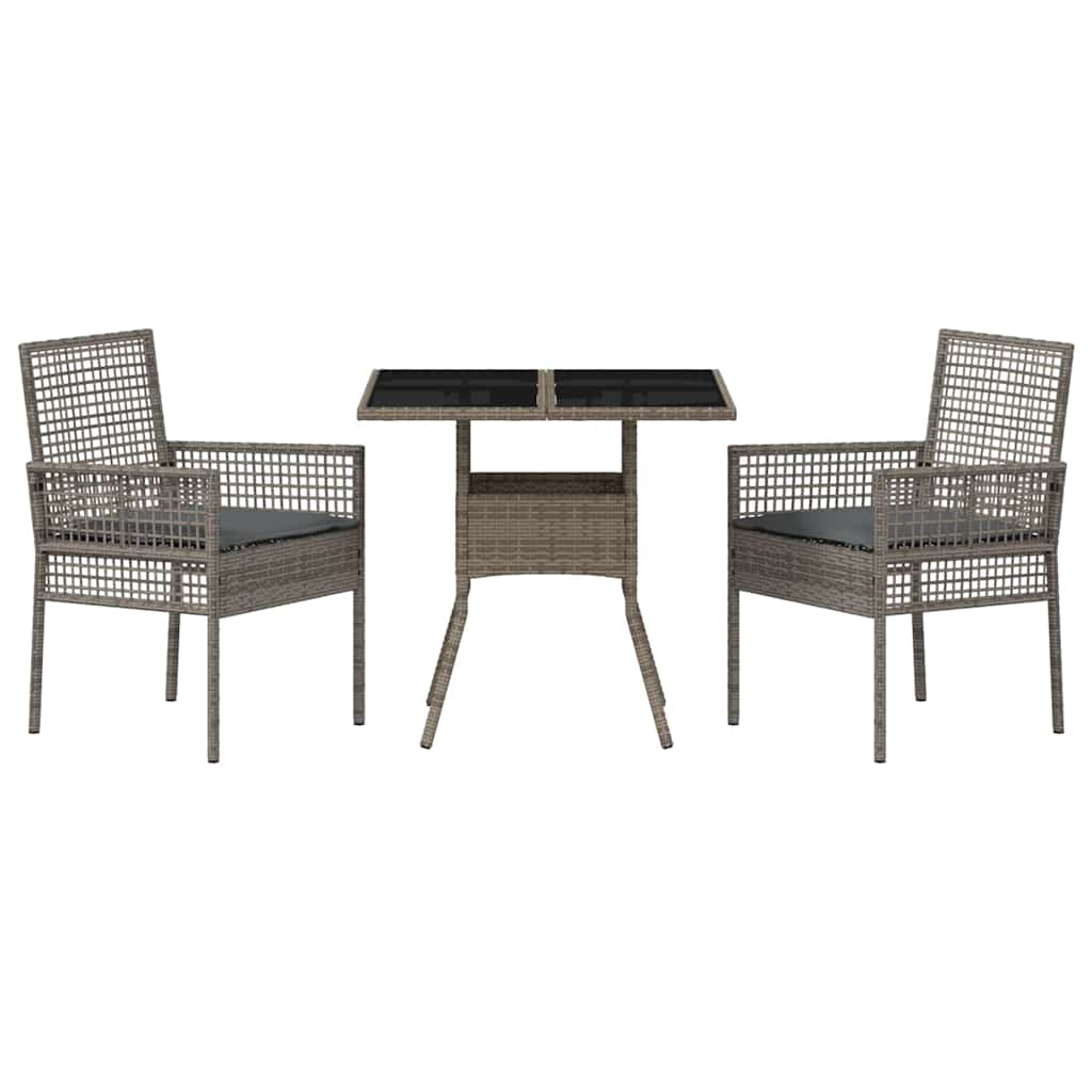 Have Spisebordssæt 3 pcs Grå Poly rattan
