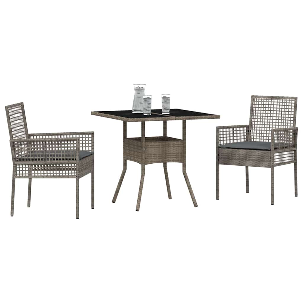 Have Spisebordssæt 3 pcs Grå Poly rattan