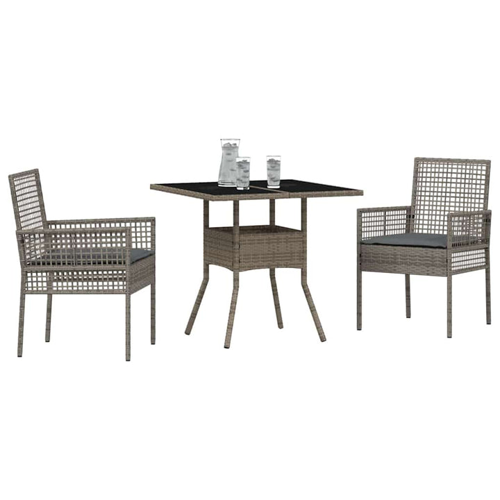 Have Spisebordssæt 3 pcs Grå Poly rattan