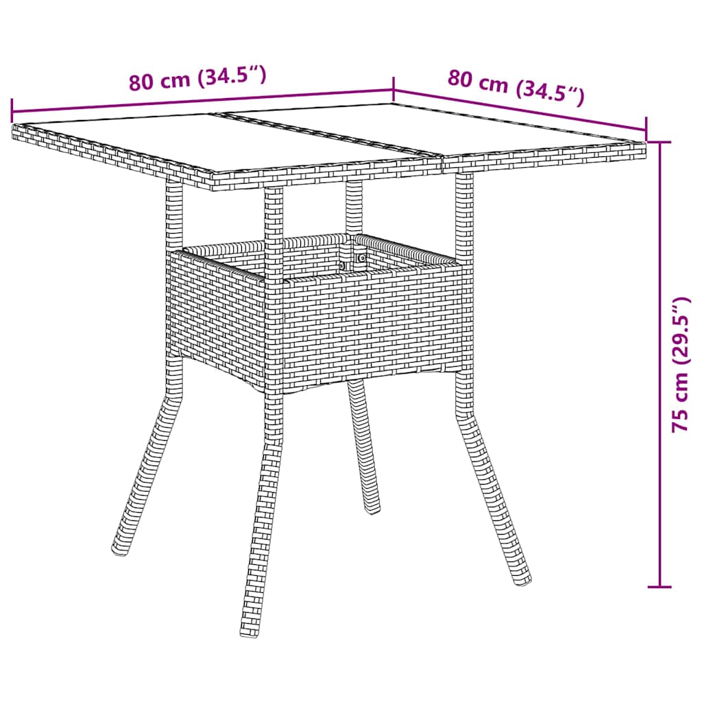 Have Spisebordssæt 3 pcs Grå Poly rattan