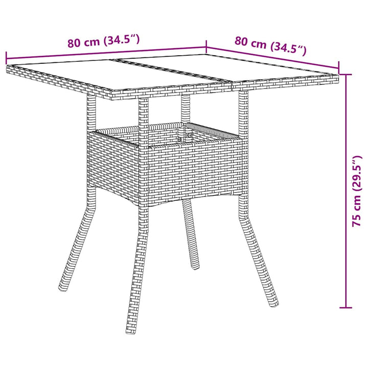 Have Spisebordssæt 3 pcs Grå Poly rattan