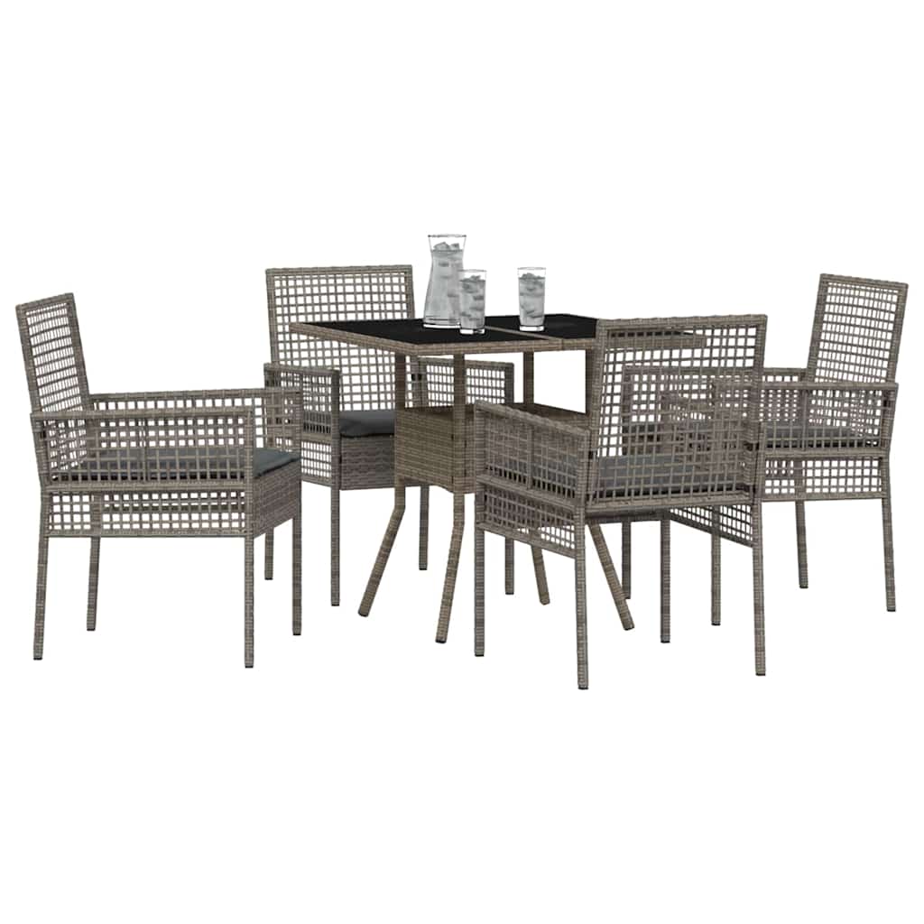 Have Spisebordssæt 5 pcs Grå Poly rattan