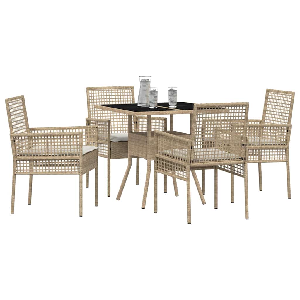 Have Spisebordssæt 5 pcs Beige Poly rattan