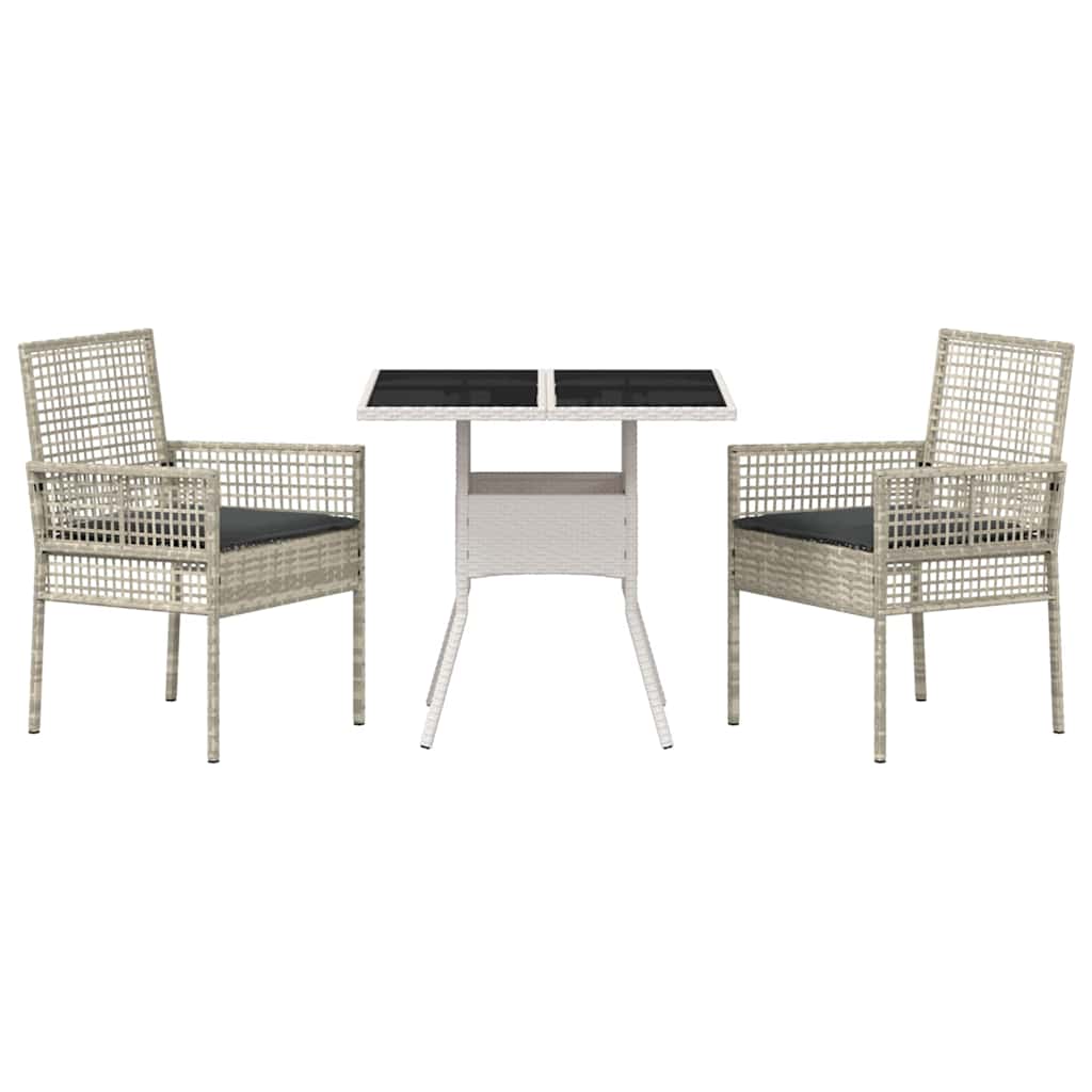 Have Spisebordssæt 3 pcs Grå Poly rattan