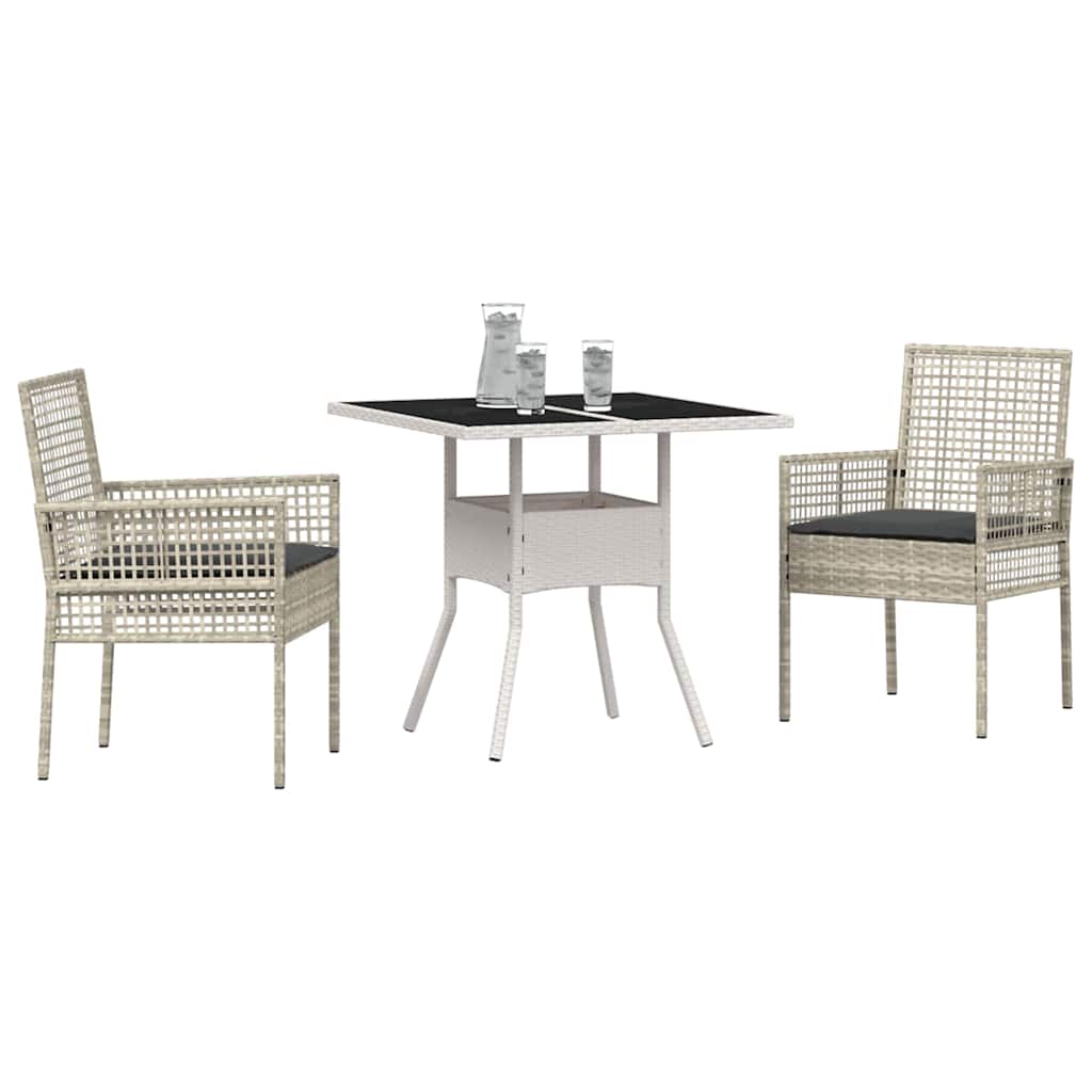 Have Spisebordssæt 3 pcs Grå Poly rattan