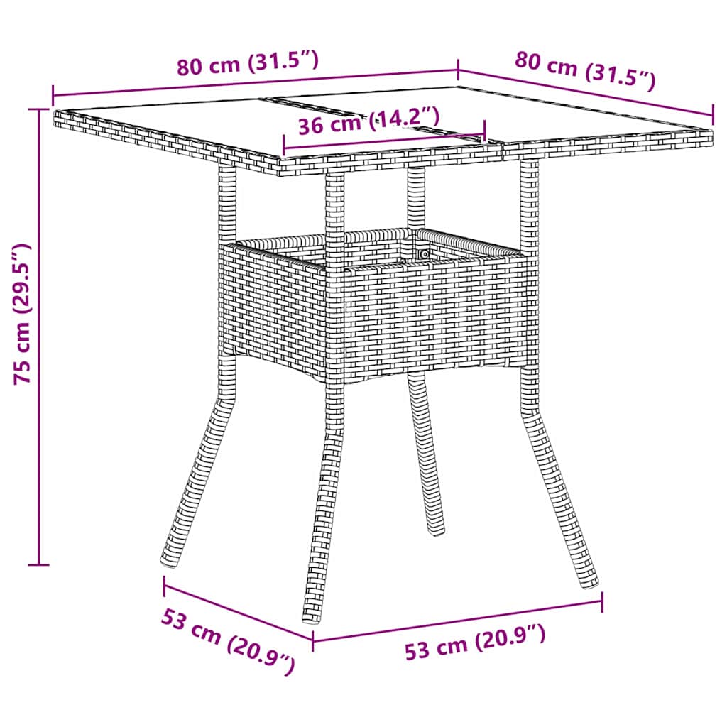 Have Spisebordssæt 3 pcs Grå Poly rattan
