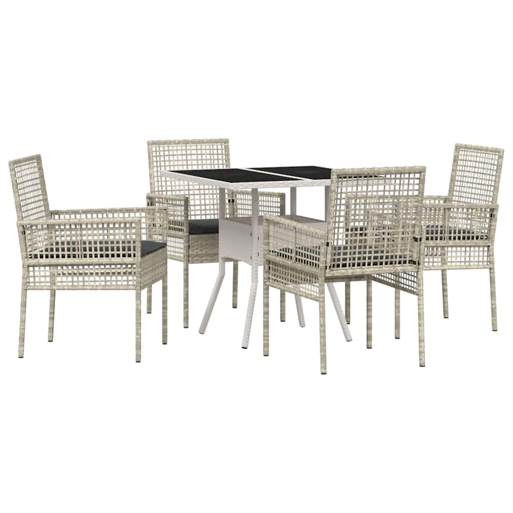 Have Spisebordssæt 5 pcs Grå Poly rattan