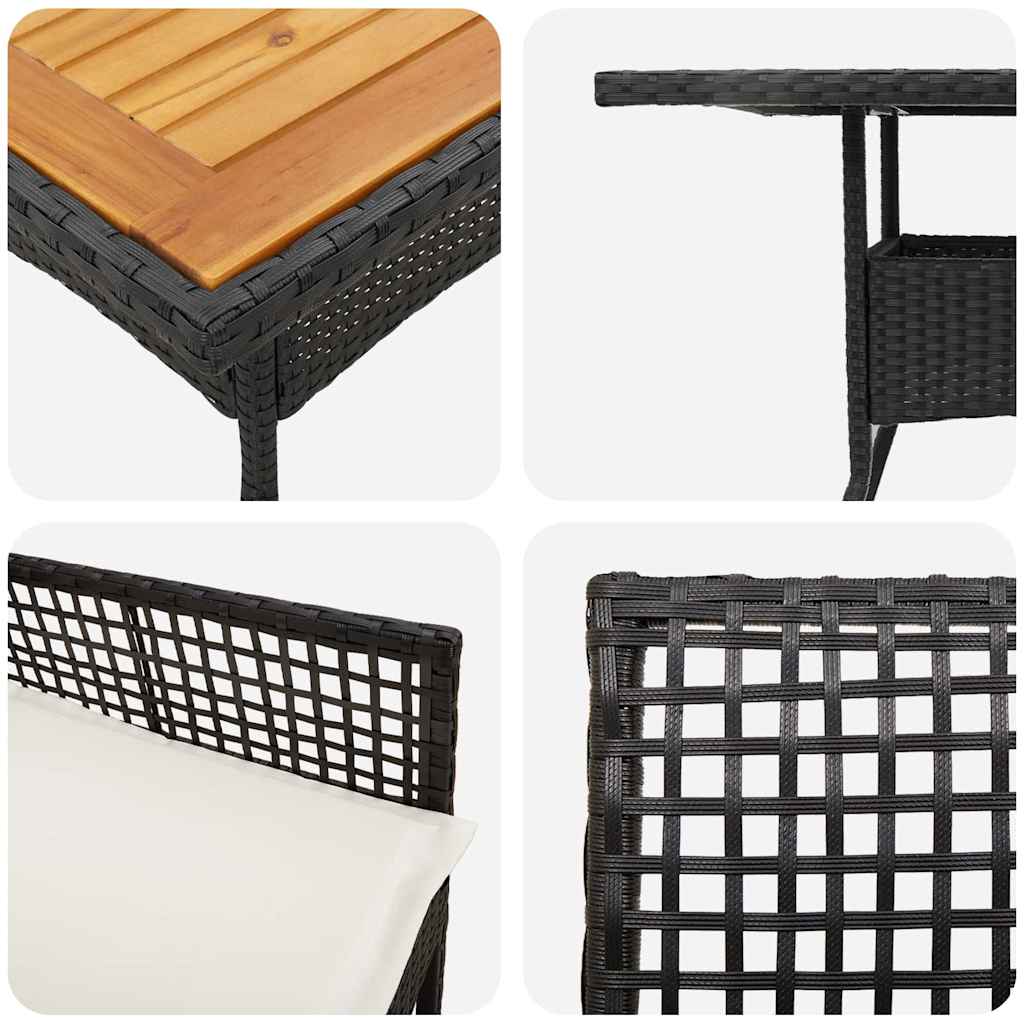 Have Spisebordssæt 3 pcs Sort Poly rattan
