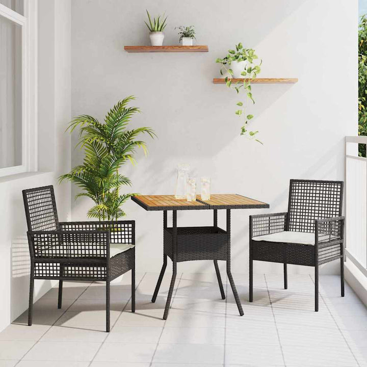 Have Spisebordssæt 3 pcs Sort Poly rattan