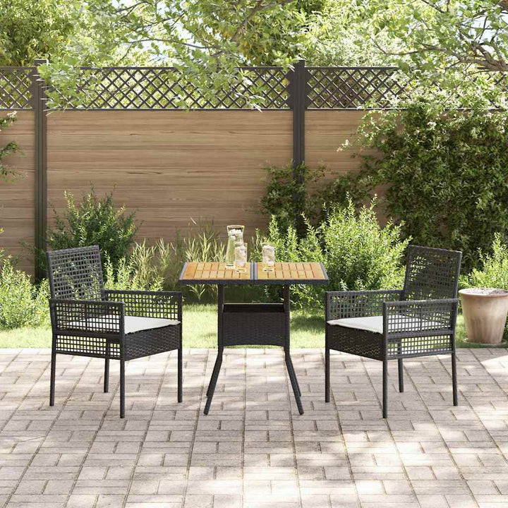 Have Spisebordssæt 3 pcs Sort Poly rattan