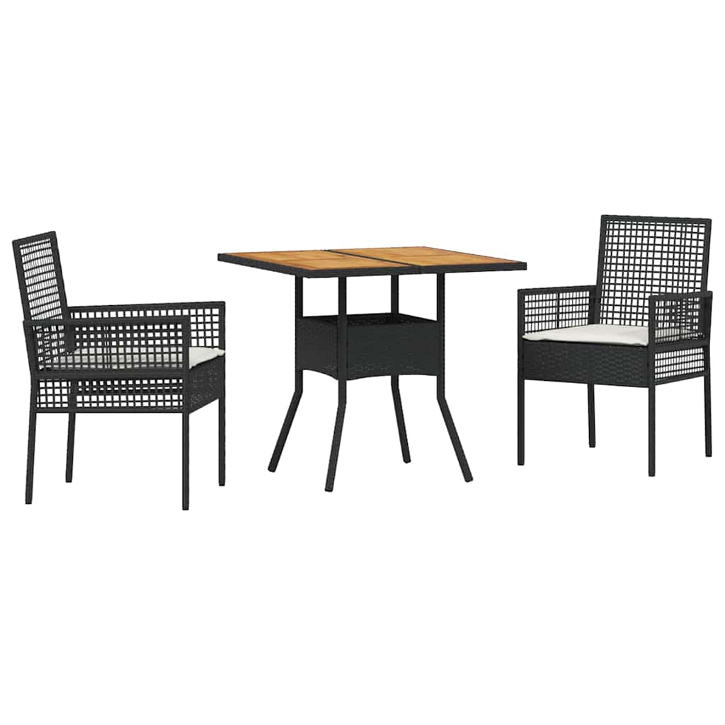 Have Spisebordssæt 3 pcs Sort Poly rattan