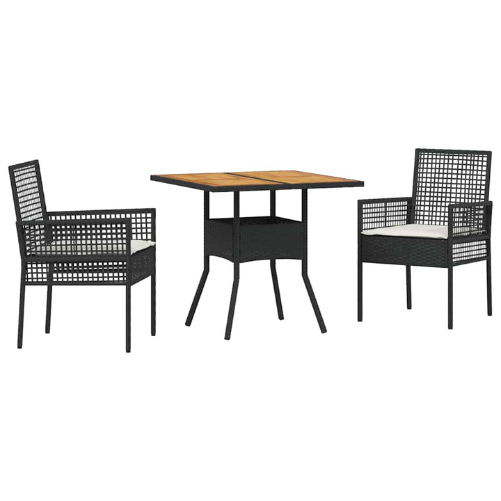 Have Spisebordssæt 3 pcs Sort Poly rattan