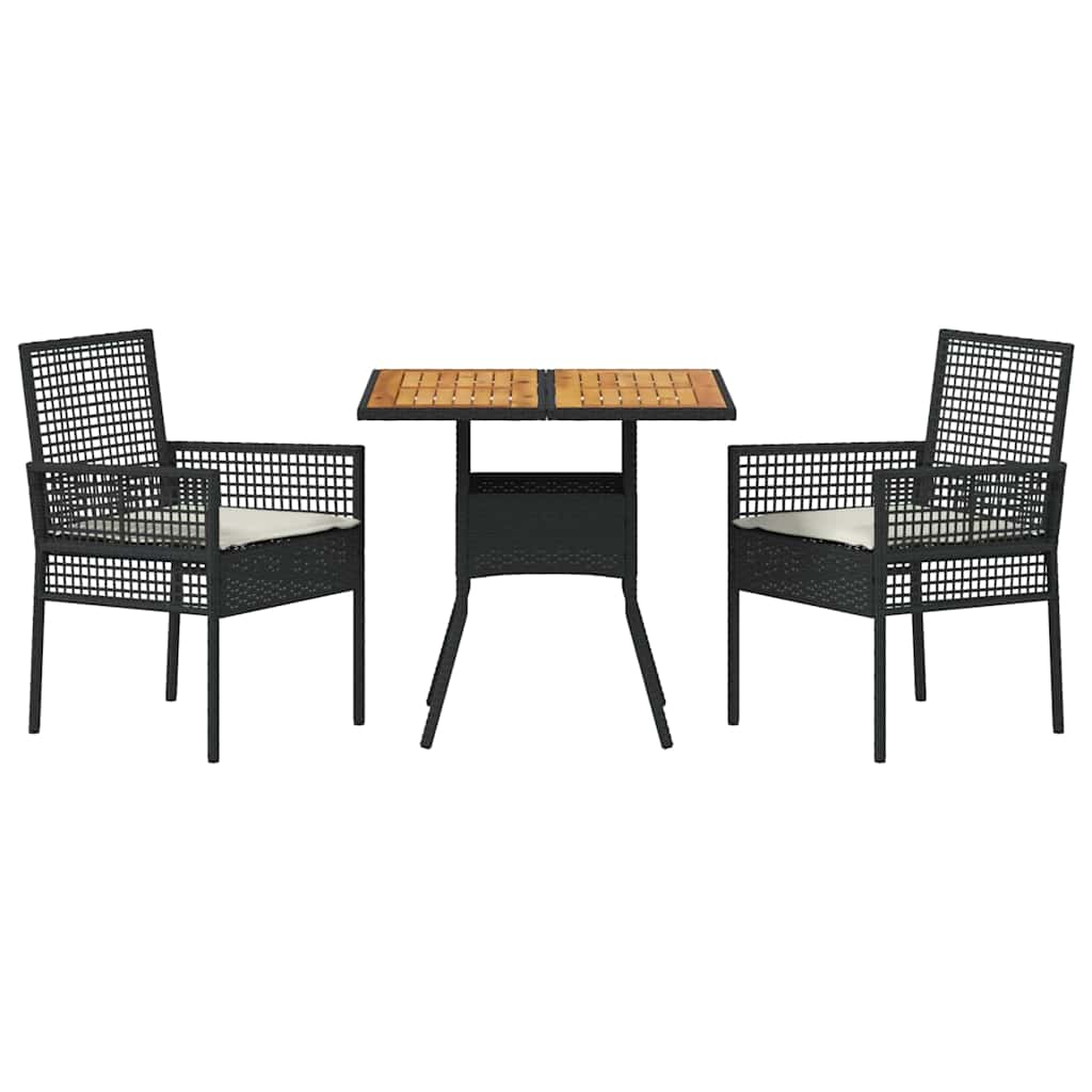 Have Spisebordssæt 3 pcs Sort Poly rattan