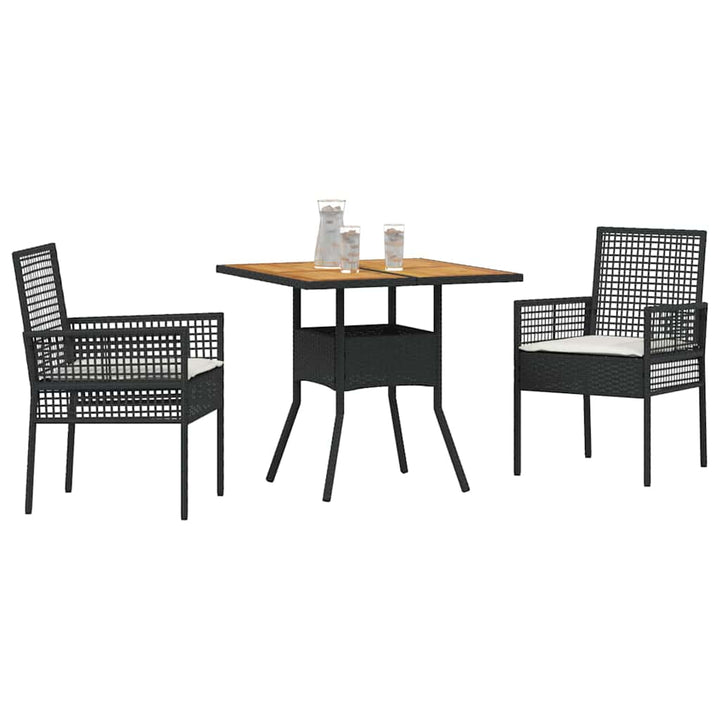 Have Spisebordssæt 3 pcs Sort Poly rattan