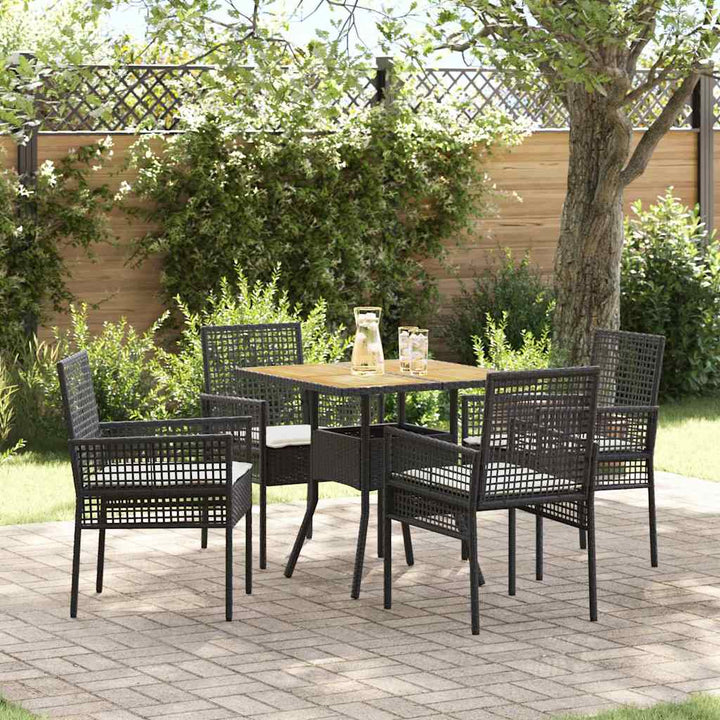 Have Spisebordssæt 5 pcs Sort Poly rattan