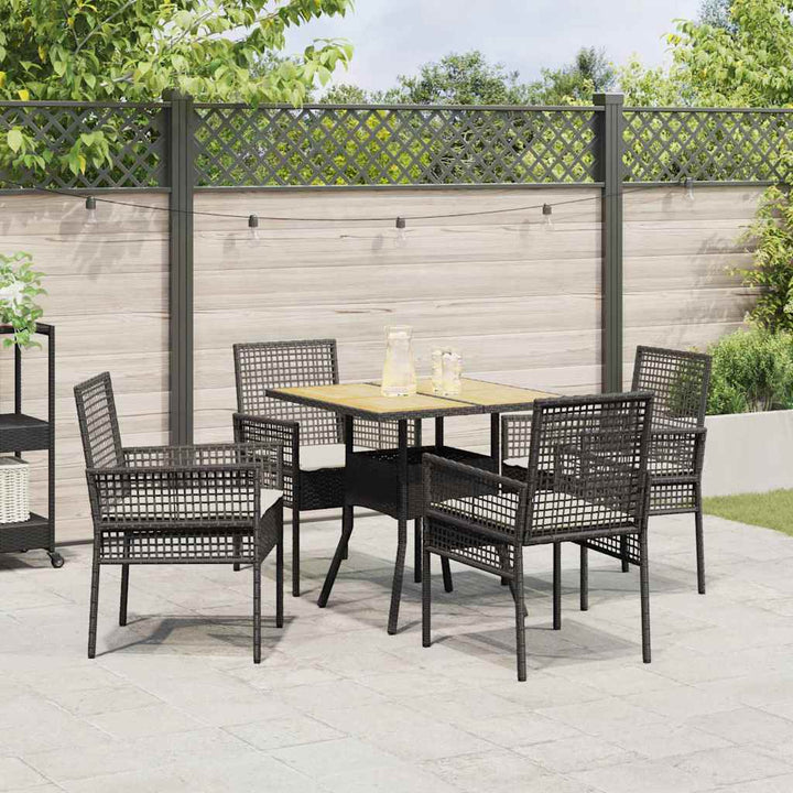 Have Spisebordssæt 5 pcs Sort Poly rattan