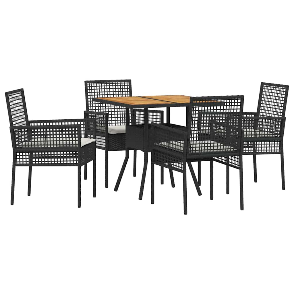 Have Spisebordssæt 5 pcs Sort Poly rattan