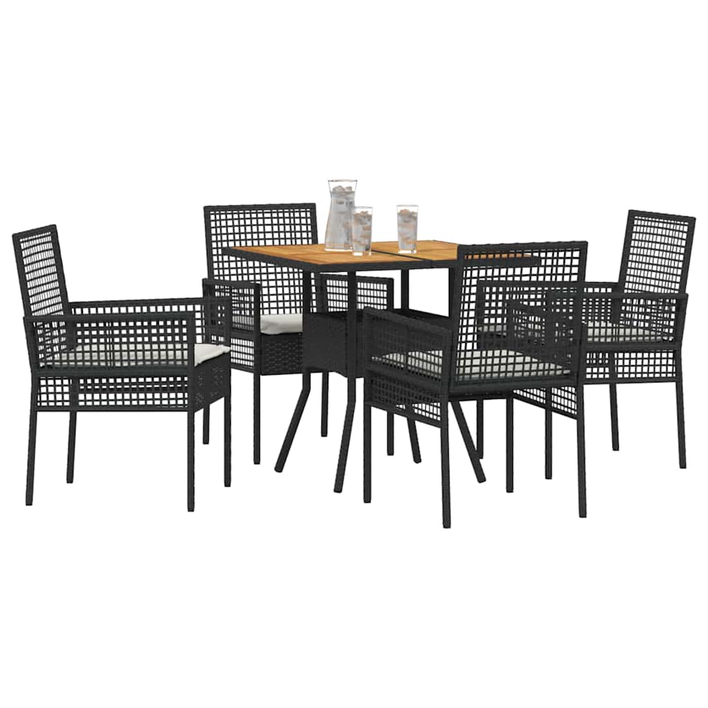 Have Spisebordssæt 5 pcs Sort Poly rattan