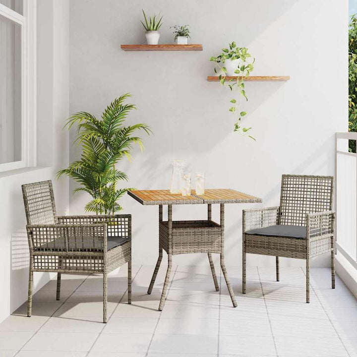 Have Spisebordssæt 3 pcs Grå Poly rattan