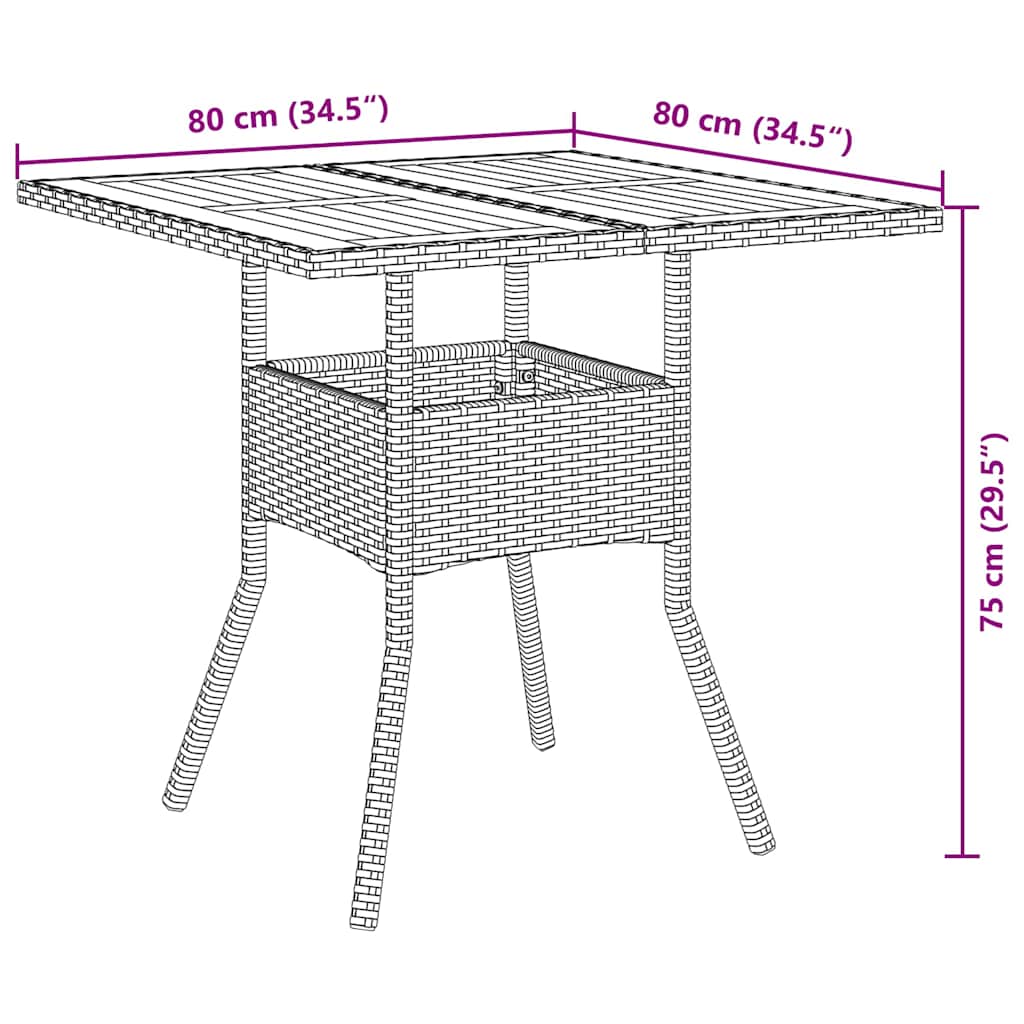 Have Spisebordssæt 3 pcs Grå Poly rattan