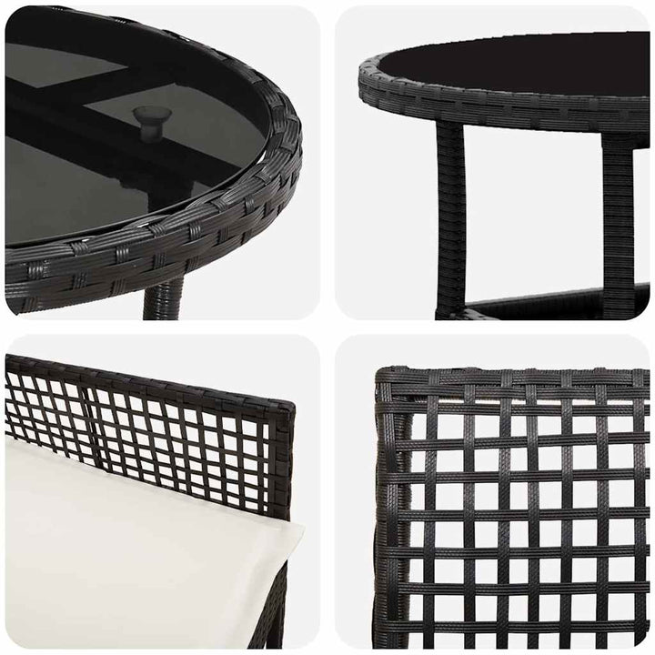 Have Spisebordssæt 3 pcs Sort Poly rattan