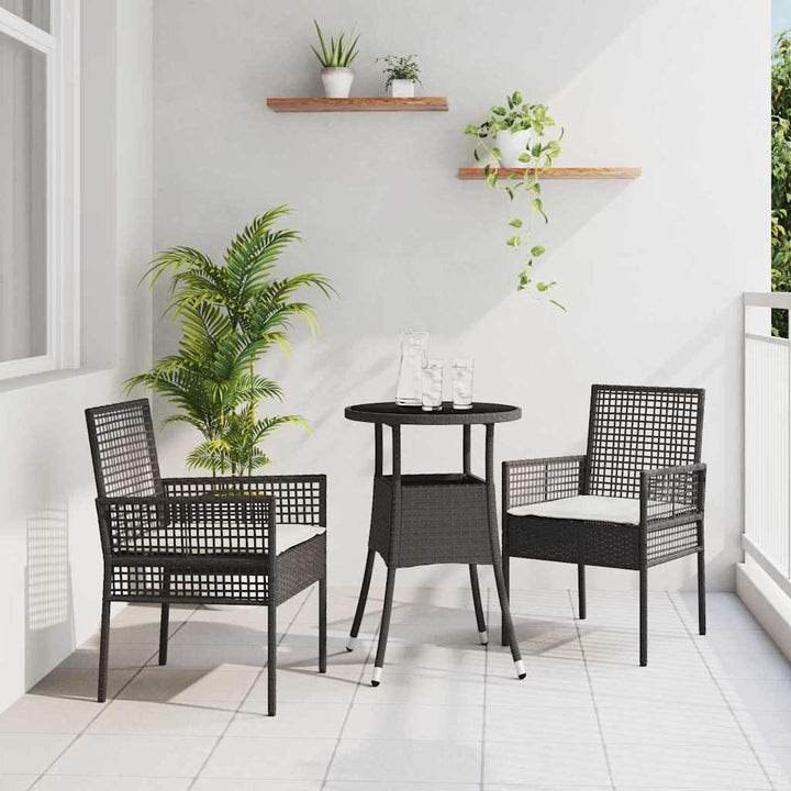 Have Spisebordssæt 3 pcs Sort Poly rattan