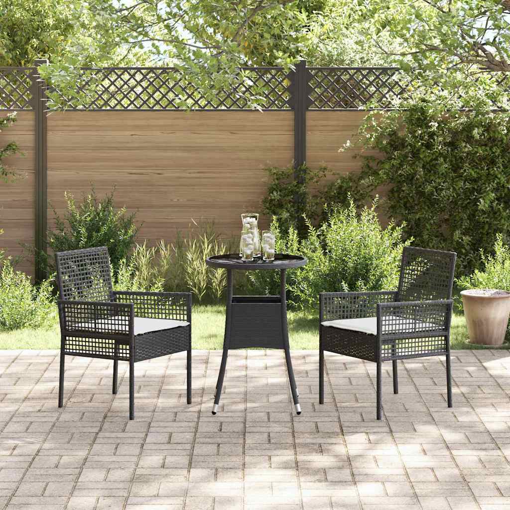 Have Spisebordssæt 3 pcs Sort Poly rattan