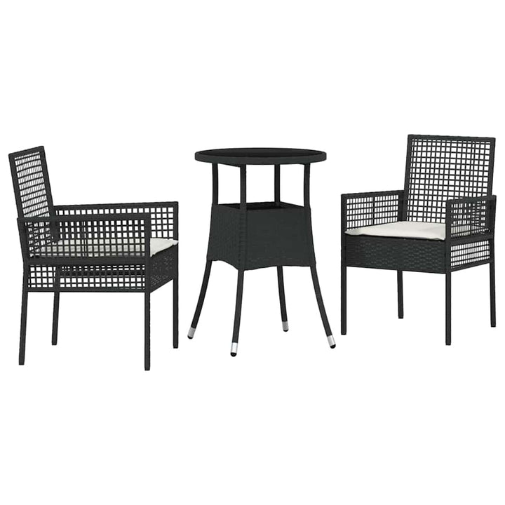 Have Spisebordssæt 3 pcs Sort Poly rattan
