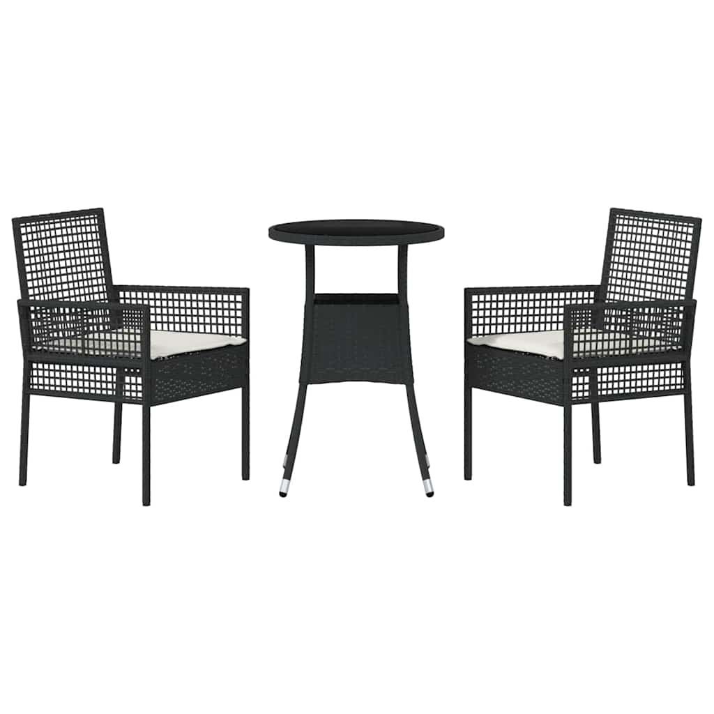 Have Spisebordssæt 3 pcs Sort Poly rattan