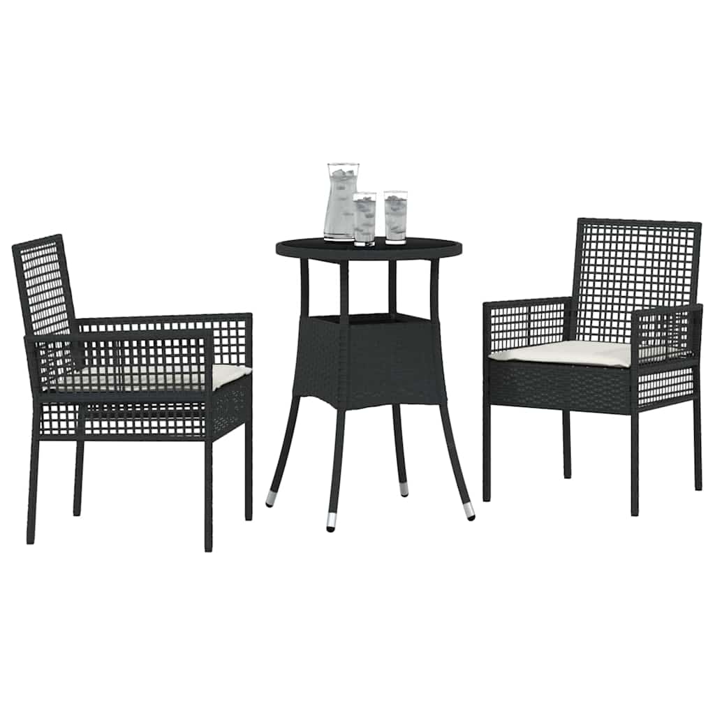 Have Spisebordssæt 3 pcs Sort Poly rattan