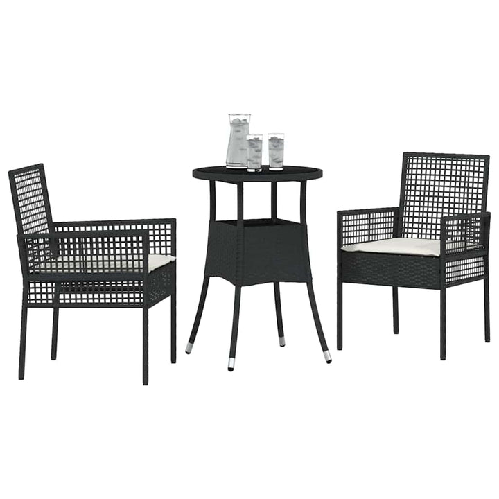 Have Spisebordssæt 3 pcs Sort Poly rattan