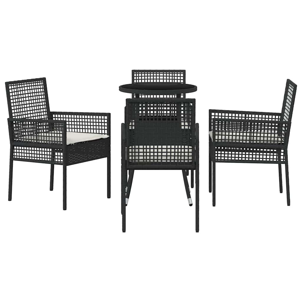 Have Spisebordssæt 5 pcs Sort Poly rattan