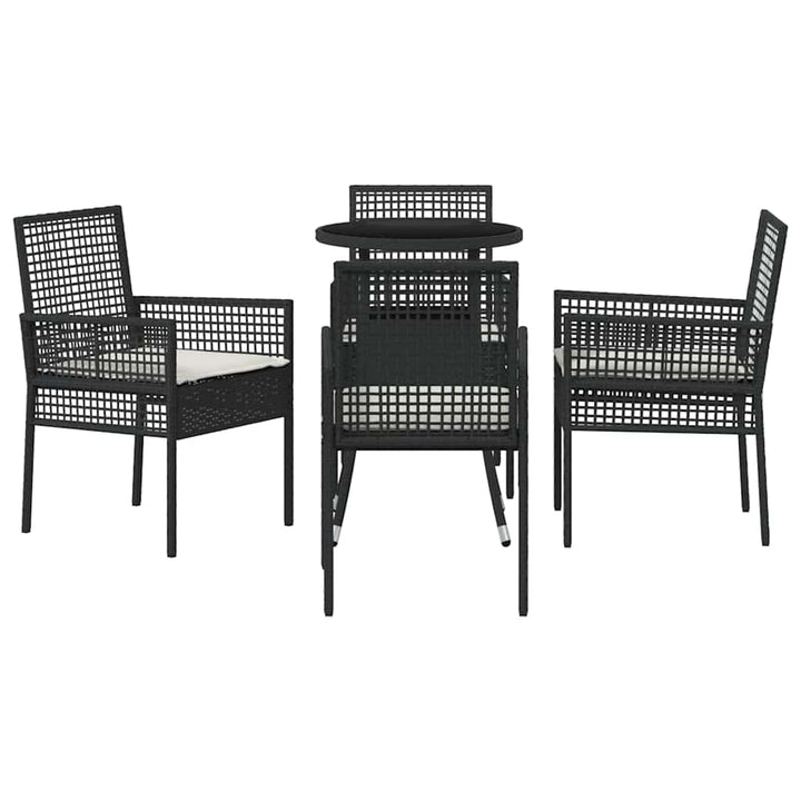 Have Spisebordssæt 5 pcs Sort Poly rattan