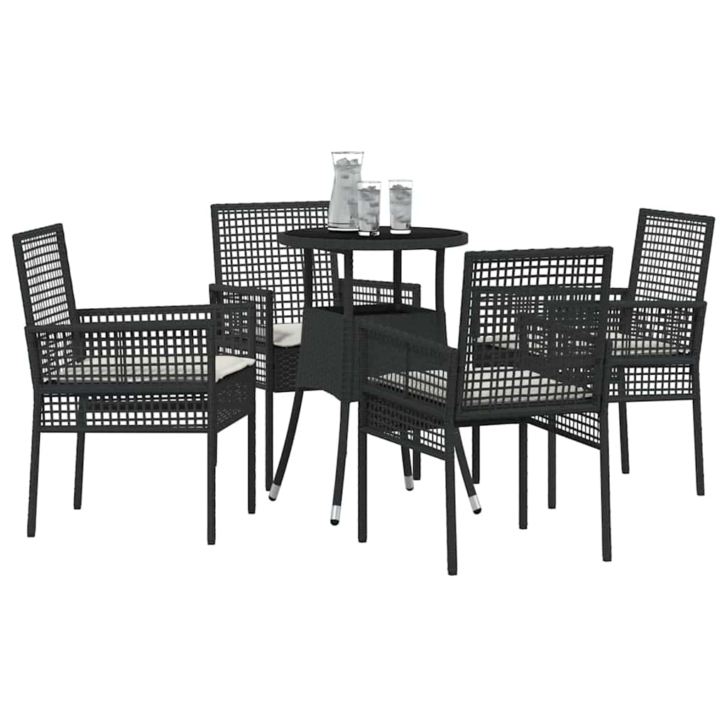 Have Spisebordssæt 5 pcs Sort Poly rattan