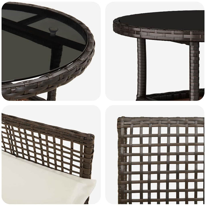 Have Spisebordssæt 3 pcs Brun Poly rattan