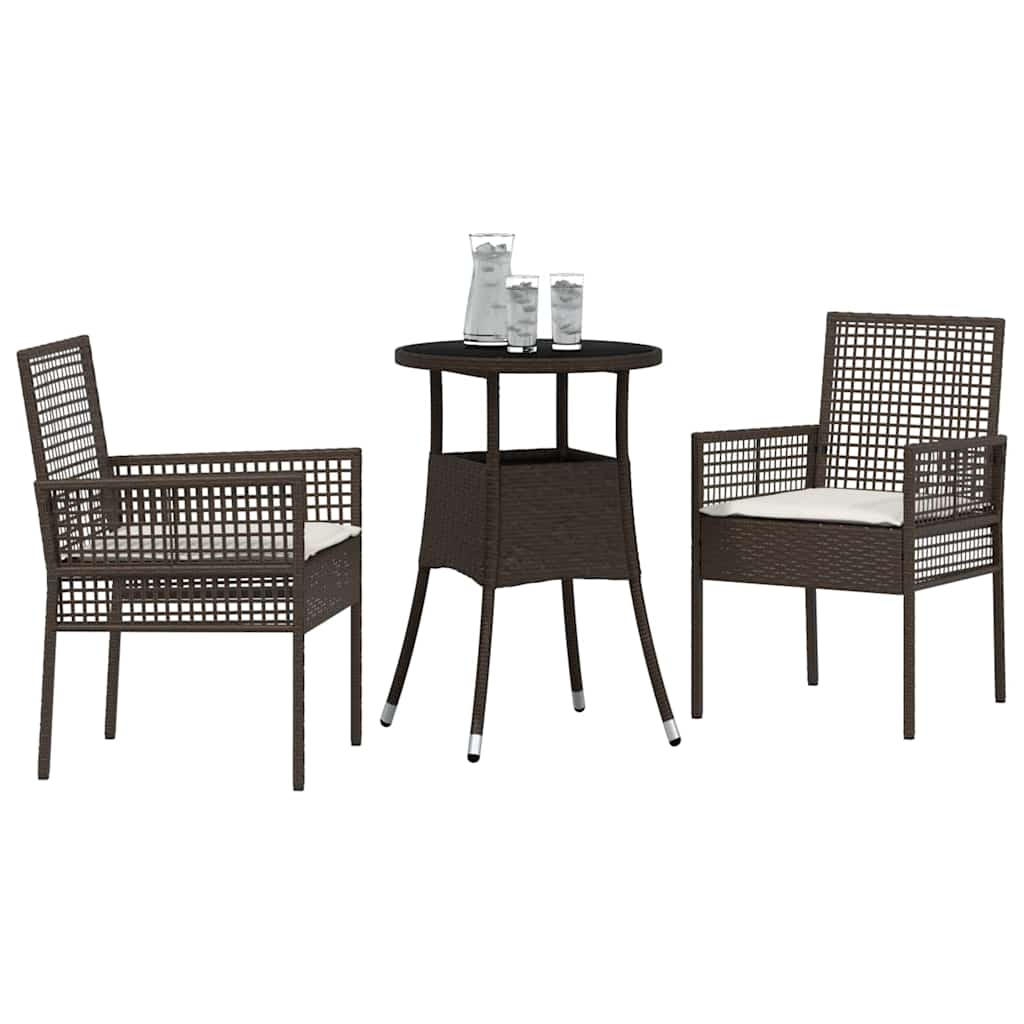 Have Spisebordssæt 3 pcs Brun Poly rattan
