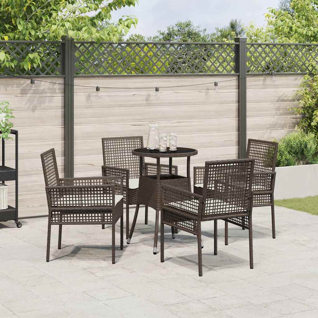 Have Spisebordssæt 5 pcs Brun Poly rattan