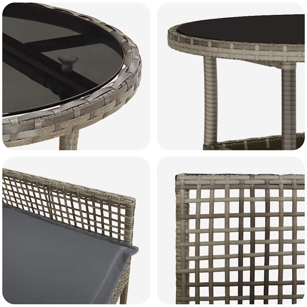 Have Spisebordssæt 3 pcs Grå Poly rattan