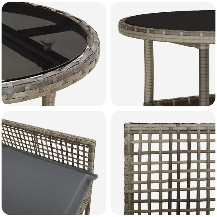 Have Spisebordssæt 3 pcs Grå Poly rattan