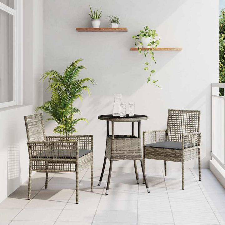 Have Spisebordssæt 3 pcs Grå Poly rattan