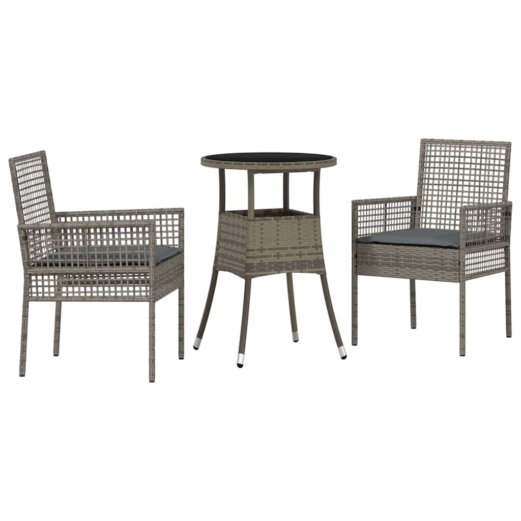 Have Spisebordssæt 3 pcs Grå Poly rattan