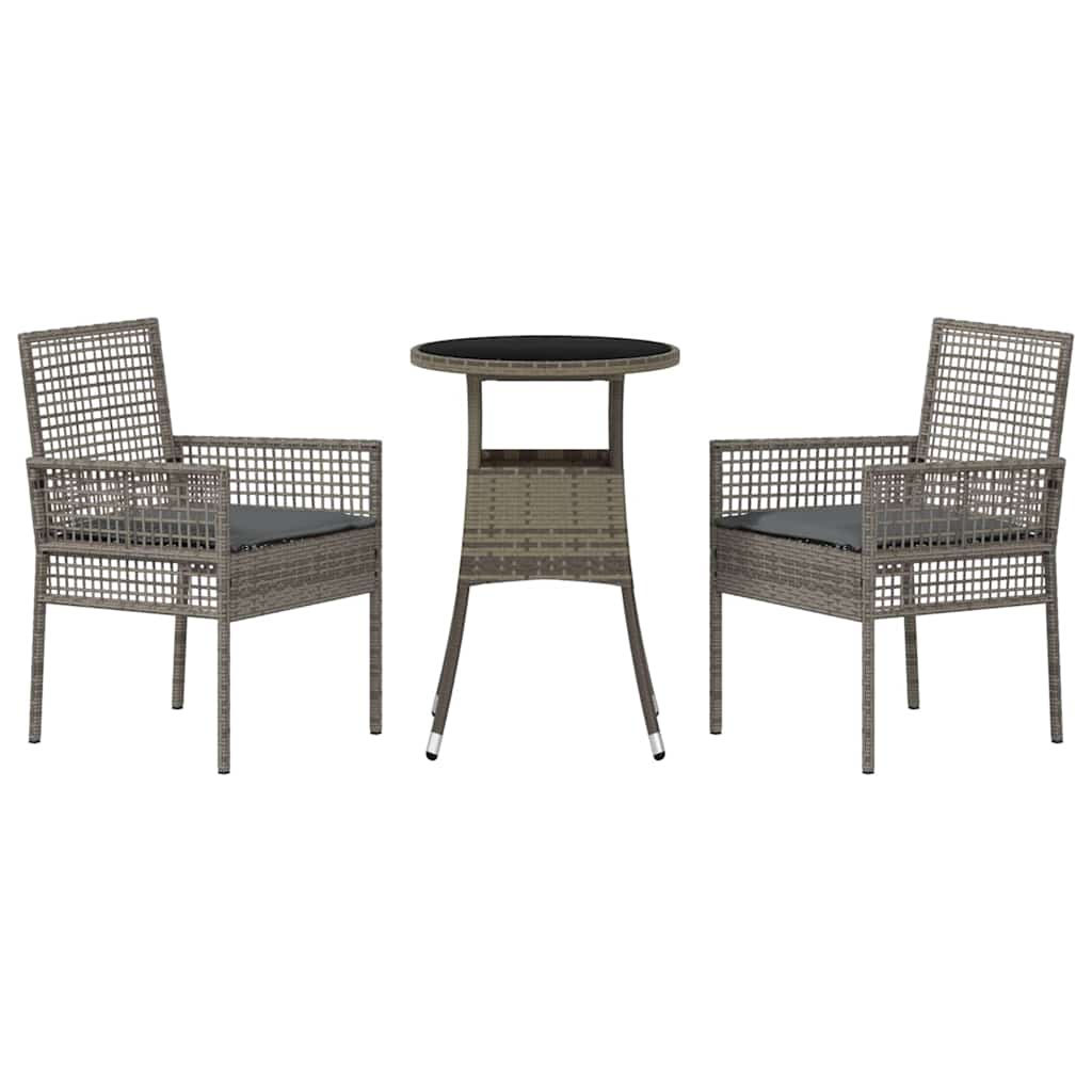 Have Spisebordssæt 3 pcs Grå Poly rattan
