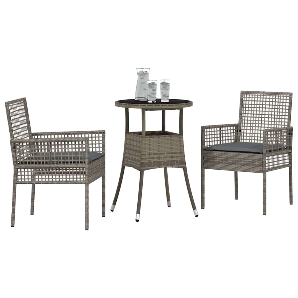 Have Spisebordssæt 3 pcs Grå Poly rattan
