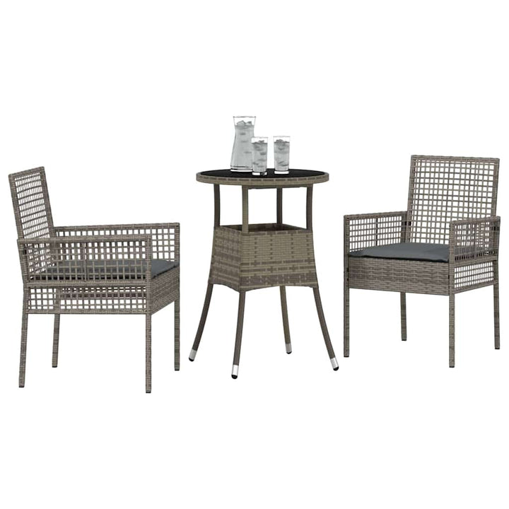 Have Spisebordssæt 3 pcs Grå Poly rattan