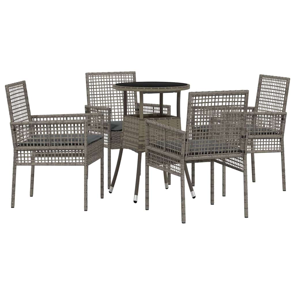 Have Spisebordssæt 5 pcs Grå Poly rattan