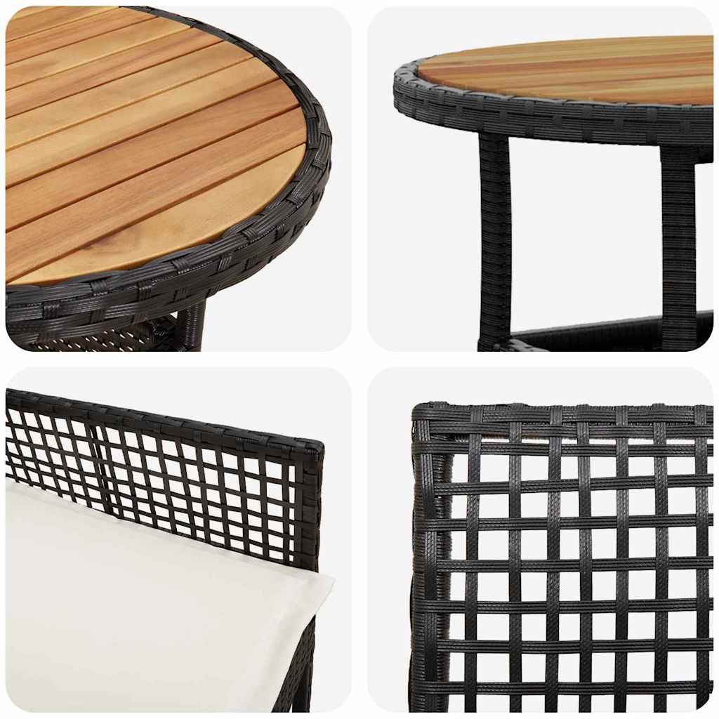 Have Spisebordssæt 3 pcs Sort Poly rattan