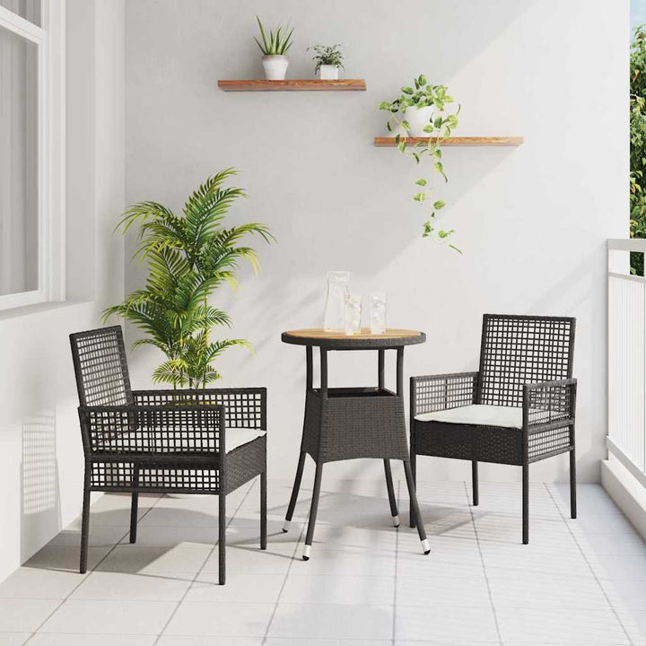 Have Spisebordssæt 3 pcs Sort Poly rattan