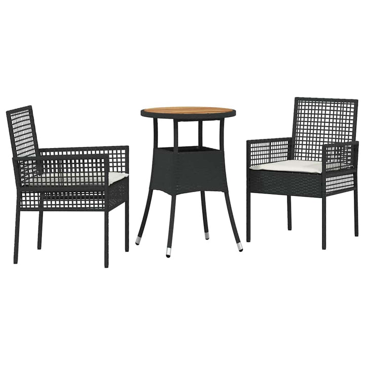 Have Spisebordssæt 3 pcs Sort Poly rattan