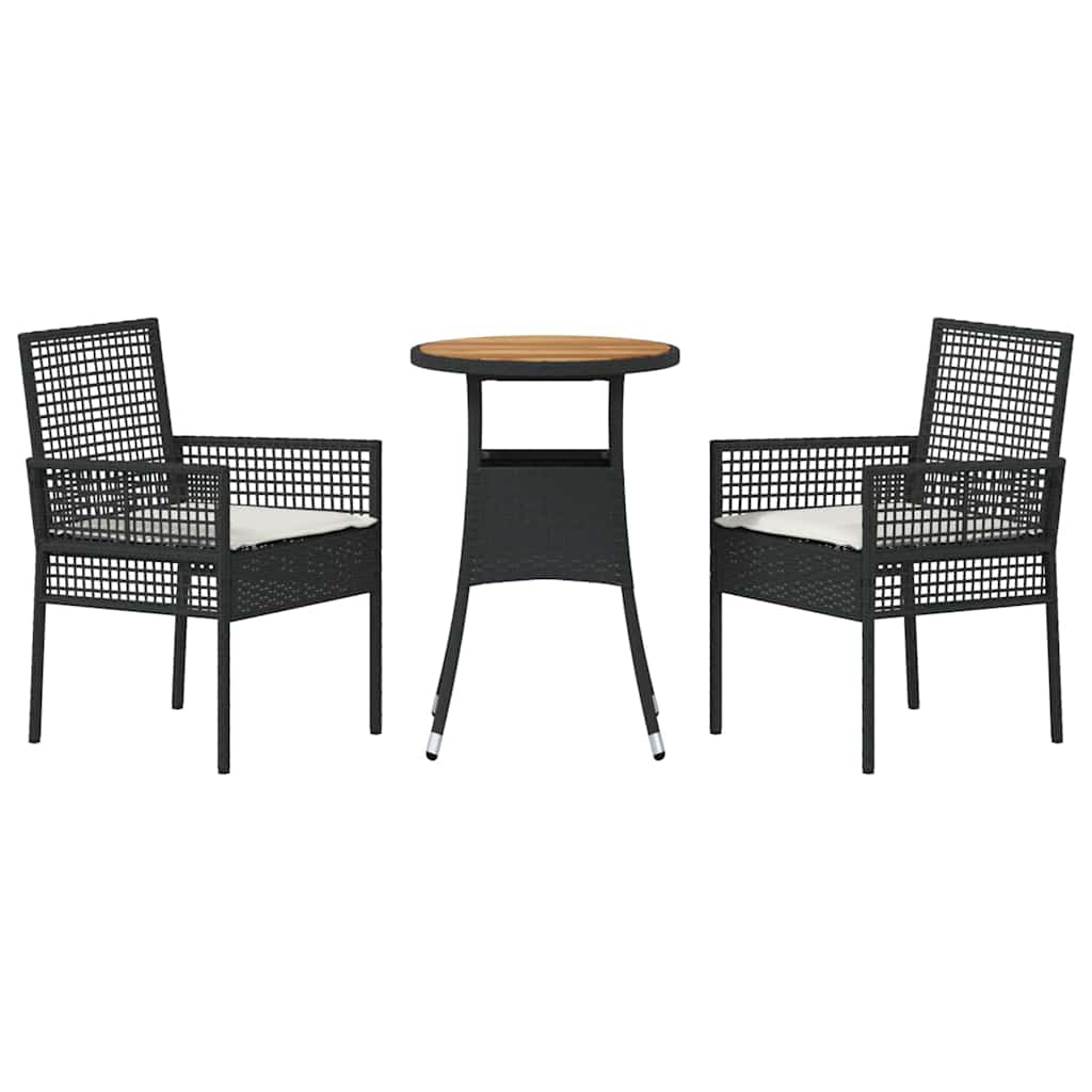 Have Spisebordssæt 3 pcs Sort Poly rattan