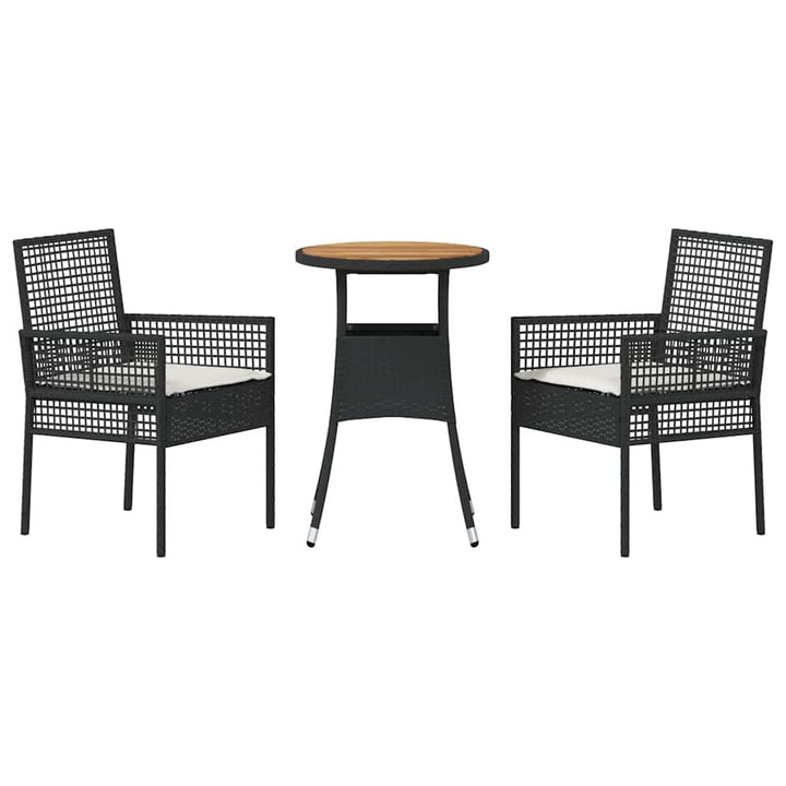 Have Spisebordssæt 3 pcs Sort Poly rattan